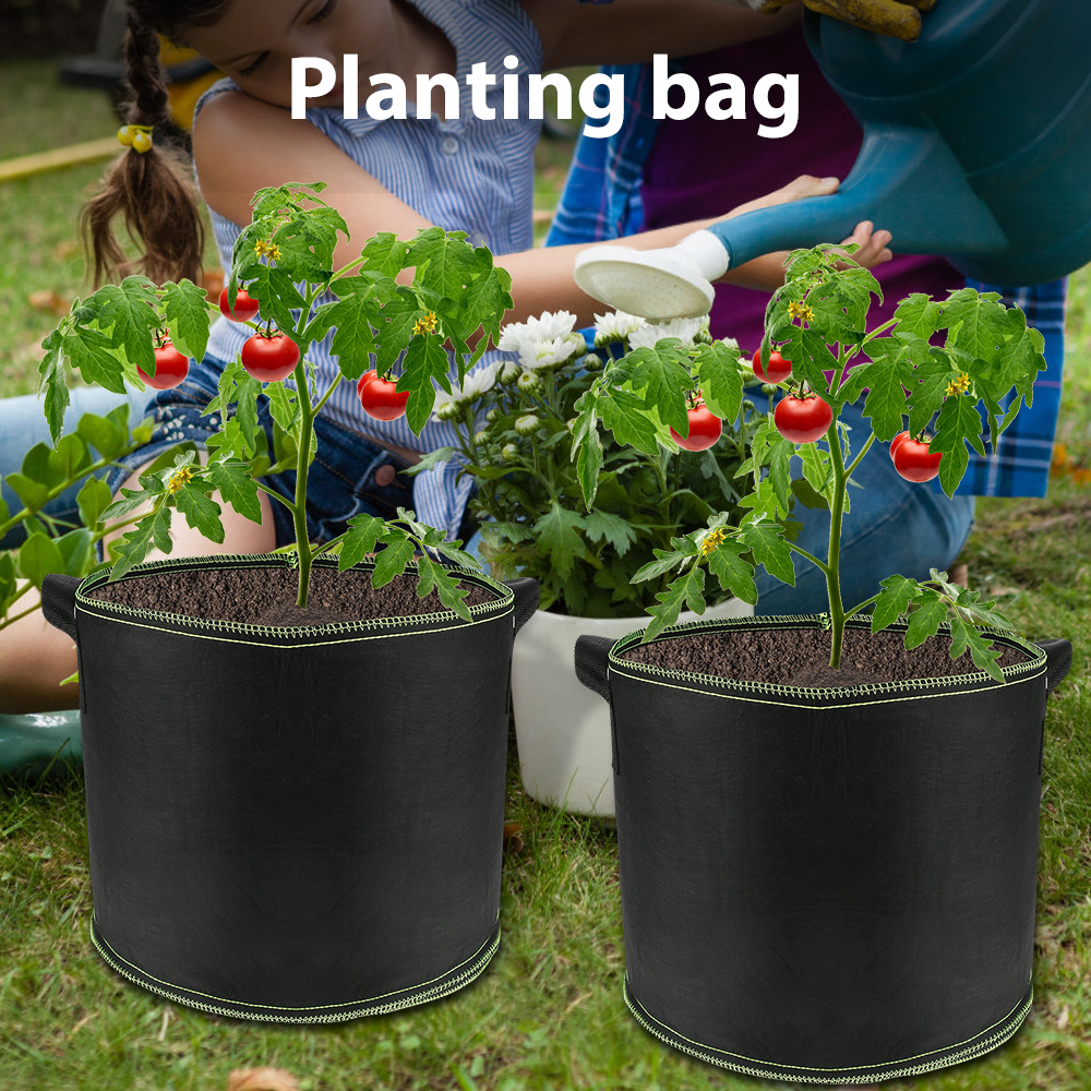 10 x Plant Grow Bags Fabric Pot Nursery Soil Bag with Handles Thickened