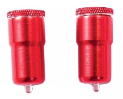 Open Box BikeTek LED Anodised Valve Caps Red Body Blue LED