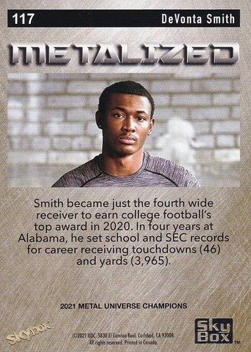2021 Metal Universe - #117 Devonta Smith (RC) - Eagles - Picture 3 of 3