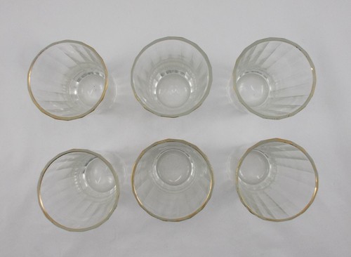 *RAR* Grandes vasos de zumo facetados lijados a mano antiguos Decoración dorada aprox. 1890 #4 - Imagen 3 de 8