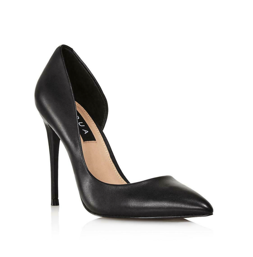 Aqua Dion Damen-Stiletto-Pumps D'Orsay hochhackige Schuhe – schwarzes Leder – Größe 10M