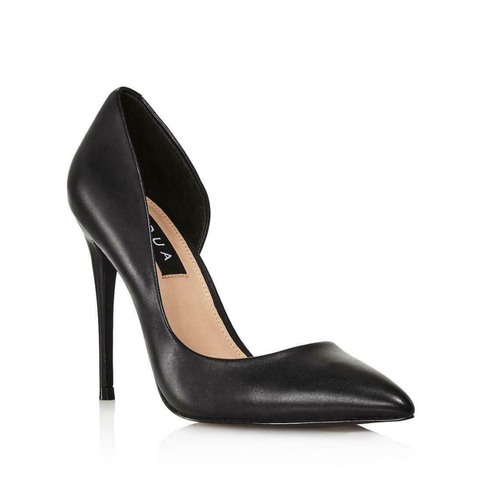 Aqua Women's Dion Stiletto Pumps D'Orsay Heels Shoes - Black Leather - Size 10M - Picture 1 of 4