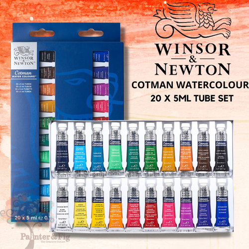 Winsor & Newton Cotman Watercolour Paint Tubes, 20 Colours, 5ml Tube, Painting
