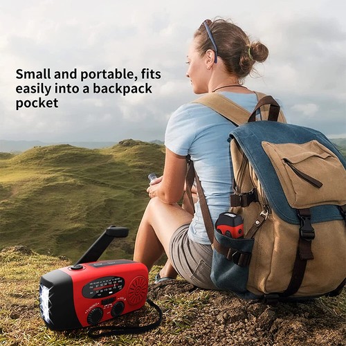 AM/NOAA Portable Weather Radio Hand Crank Radio Power Bank with LED Flashlight - Picture 6 of 19