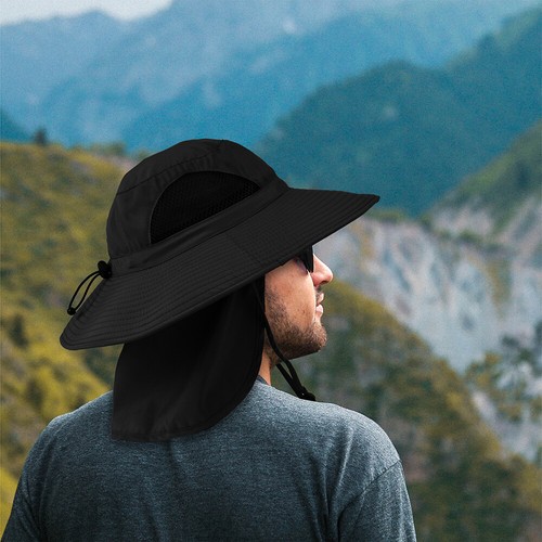 Outdoor Hiking Fishing Hat Summer Sun Protection Wide Brim Boonie Shade 50+ UPF - Picture 14 of 56