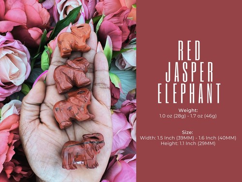Red jasper elephant - red jasper elephant carving - 1.5" carved elephant red - Picture 4 of 8