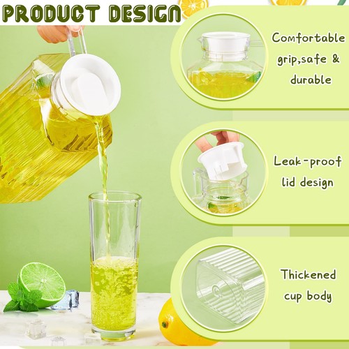 Plastic Pitcher with Lid Clear Acrylic Pitcher Shatter Proof Juice Containers... - Picture 3 of 7