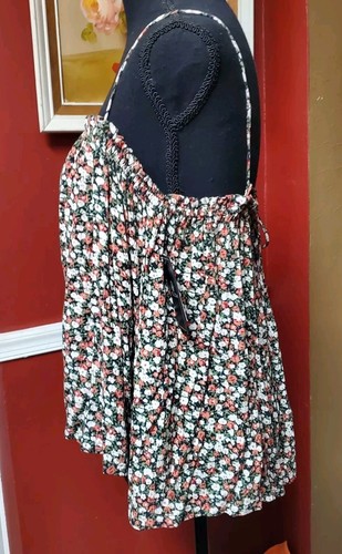 NWT Volcom Cami Bloom SHAKALAKA Floral Top Sz L Strappy Flowy Ruffle at Chest - Picture 4 of 18