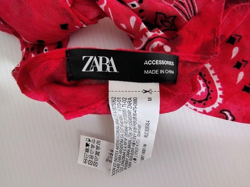 ZARA Soft 100% Cotton Dark Pink,Black,White Paisley Bandana Spring Square Scarf - Picture 3 of 4