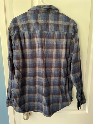 Weatherproof Vintage Mens Plaid Flannel Shirt XLarge Button Long Sleeve Blue - Picture 5 of 5