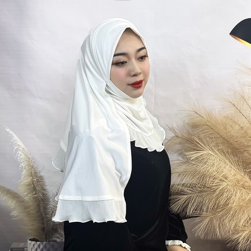 Dubai Ruffled Hijab Muslim Women Instant Headscarf Wrap Shawls Party Turban - Bild 10 von 30