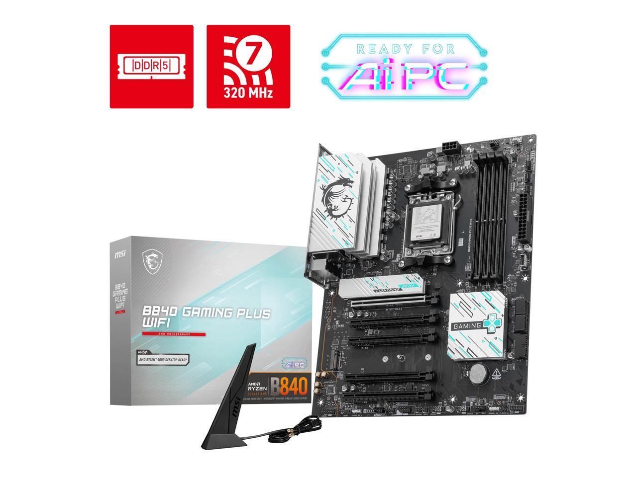 MSI B840 GAMING PLUS WIFI AM5 AMD B840 SATA 6 Гб/с 2,5 G Сеть Wi-Fi 7 DDR5 Dual