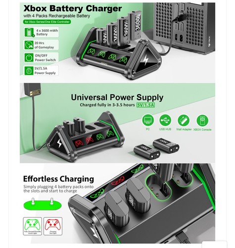 Ovio Rechargeable Battery Packs & Charger Station For Xbox Controllers - Picture 4 of 4