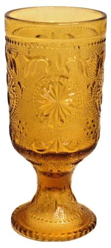 Tiara ámbar Indiana vaso para beber jugo sándwich vidrio con patas de colección 6,25" de alto