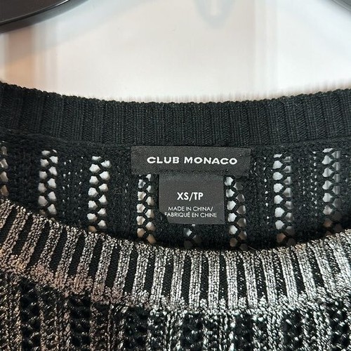 Club Monaco | Corrine Women’s XS Grey Metallic Foil Thread Knit Sweater Sheer - Picture 3 of 6