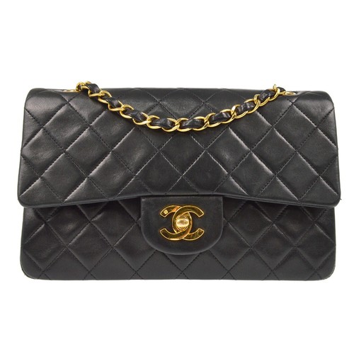 Chanel Black Lambskin Small Classic Double Flap Shoulder Bag XX01673