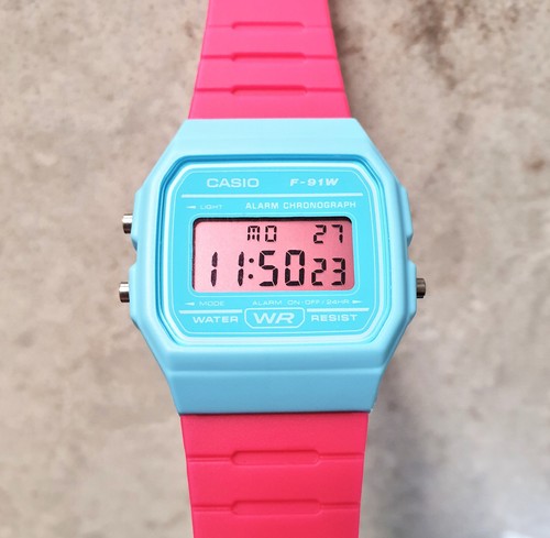 Orologio Casio modifica cambio colore, due opzioni - Azzurro e Rosa, F-91WC - Foto 5 di 7