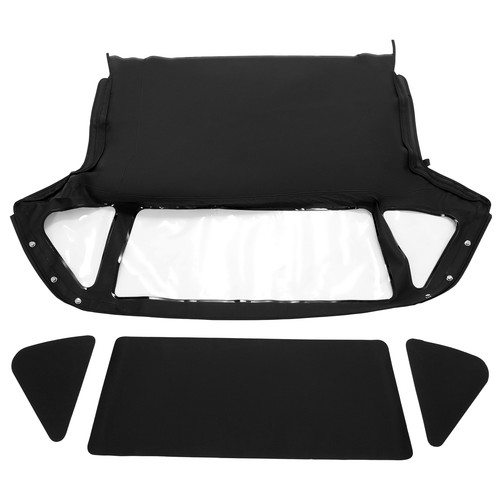 For MG Midget 1970-1980 Black Convertible Soft Top W/3 Plastic Windows Vinyl - Picture 2 of 16