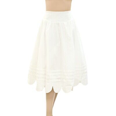Jupe mi-longue Sandy Liang points de vente uni pintuck à enfiler taille haute coton blanc L 271089