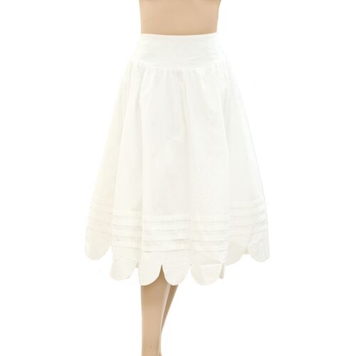Jupe mi-longue Sandy Liang uni pintuck à enfiler taille boutiques haute coton blanc L 271089