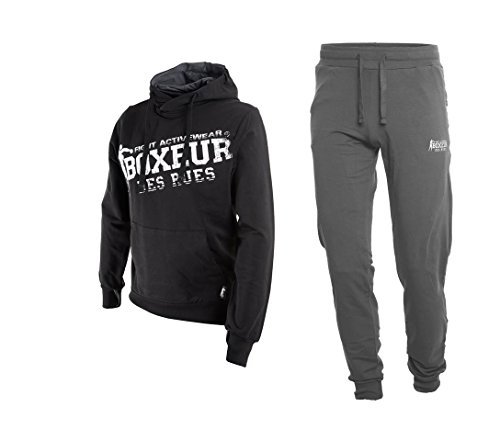BOXEUR DES RUES Fight Activewear, Completo Tuta da Uomo, Nero, XL (L6D) BOXEUR DES RUES Fight Activewear, Completo Tuta da Uomo, Nero, XL (L6D)