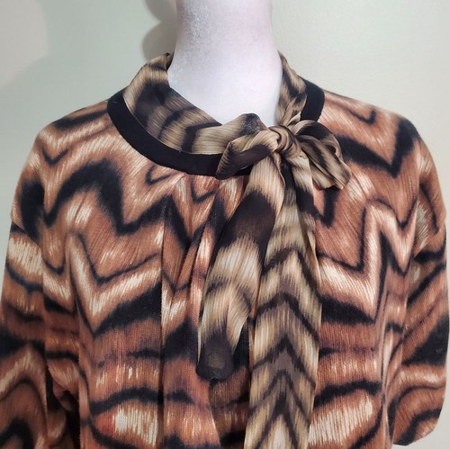 Karen Millen England braun Tiermotiv Seide Schal Krawatte Staubtuch Strickjacke SM neu mit Etikett - Bild 5 von 14