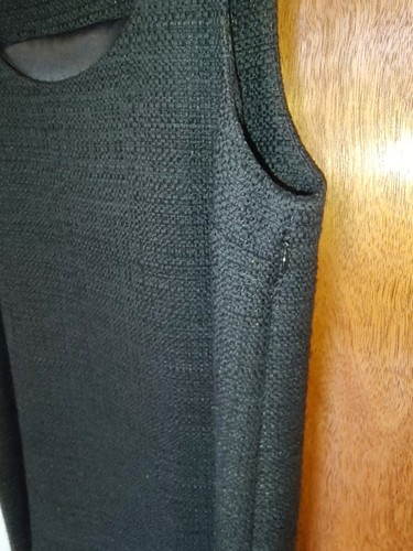 THEORY size 8 black textured sleeveless sheath dress wool blend metallic shimmer - Picture 4 of 9