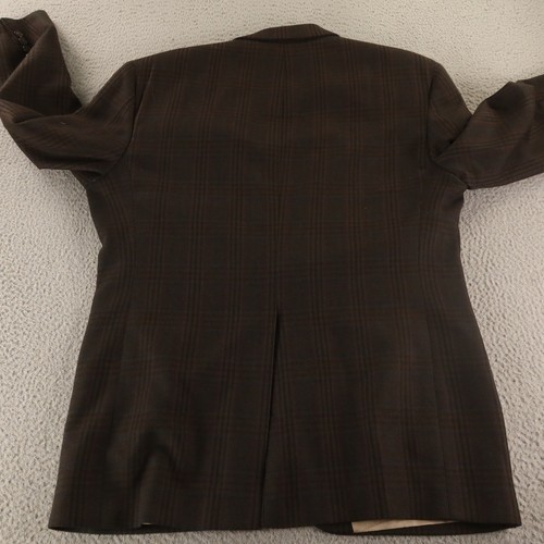 VTG Tweed Jacket L Brown Prince of Wales Check Glen 100% Wool Blazer USA 44R - Picture 9 of 16