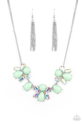 Paparazzi Galaxy Gallery - Green Necklace & Earrings