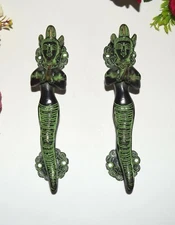 Welcome Lady Door Handle Pair Mermaid Snake lady Medusa Home Door Décor VR256