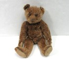 Vintage Steiff? Brown Mohair Teddy Bear Jointed Excelsior Black Button Eyes 12"