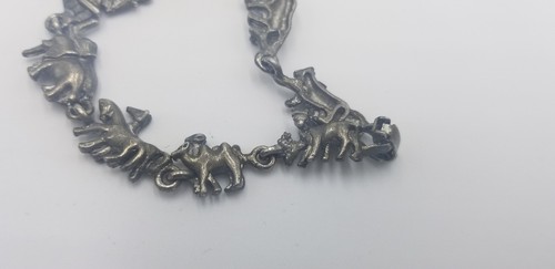 Vintage S-80 Marked Silver Tone Noah's Ark Double Animal And Boat Bracelet - Picture 6 of 12
