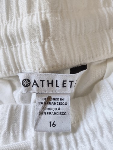 New Athleta Retreat 100% Linen Joggers Pants White Pull On Size 16 NWT Pockets - Picture 10 of 13