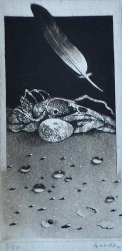 Hiroshi Asada 麻田浩 1931-1997 Composition HAND SIGNED ETCHING Japanese Artist