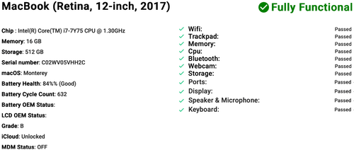 Apple MacBook 12" (2017) i7 | 512GB SSD | 16GB RAM | Grade B | Space Gray - Afbeelding 2 van 12
