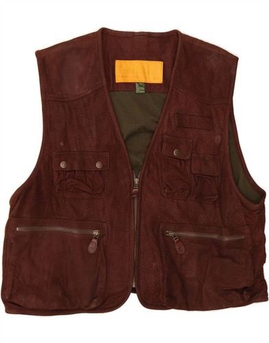TIMBERLAND Herren Jagd Leder Weste UK 42 XL Braun Leder AB01