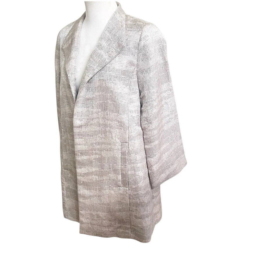 Eileen Fisher Beige Rose Gold Cotton Blend Open Jacket Coat Size Large - Image 3 of 4