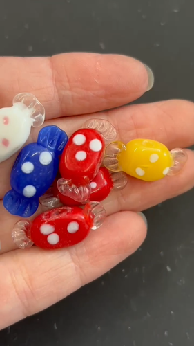 Glass Sweets for decoration and craft work, 1 mm Hole through the centre, 10 Pc - Video 1 of 1
