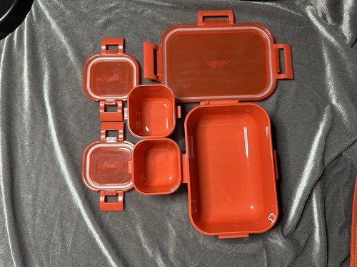 Aladdin Roll Up Lunch Kit Black Red Case 3 Containers BPA Free - Picture 8 of 8