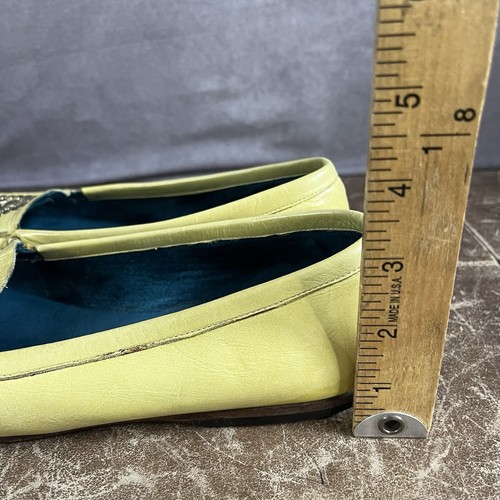 Calleen Cordero Flat Shoes Womens 6 Light Yellow Sky Moccasins Leather Turquoise - Picture 14 of 16