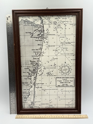 New Jersey Vintage Nautical Coastline Map, South Jersey- 18x 11