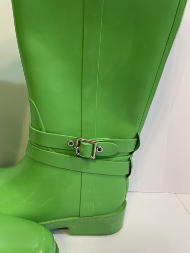 Coach Rubber Rain Boots Lori Size 7 B Green Tall Eclectic Funky Unique Y2k - Picture 12 of 23