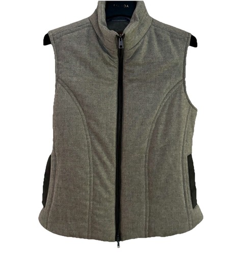 Doriani-Full Zip Heather Brown Cashmere Vest/Jacket. Size 44. Italy - Picture 3 of 14