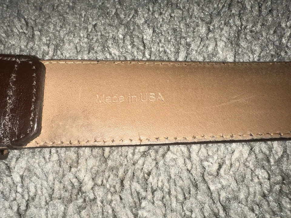 Cinturón de vestir Allen Edmonds AMPLIO BÁSICO para hombre #39507 talla 38 marrón EE. UU. hebilla plateada Foto 4 de 4