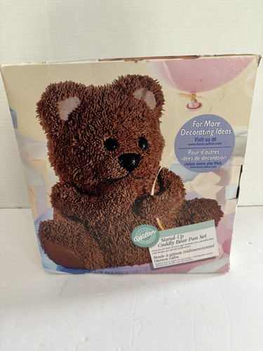 Wilton Stand-Up Cuddly Bear Pan Set 3D Aluminum Cake Mold Kit Baking New Open