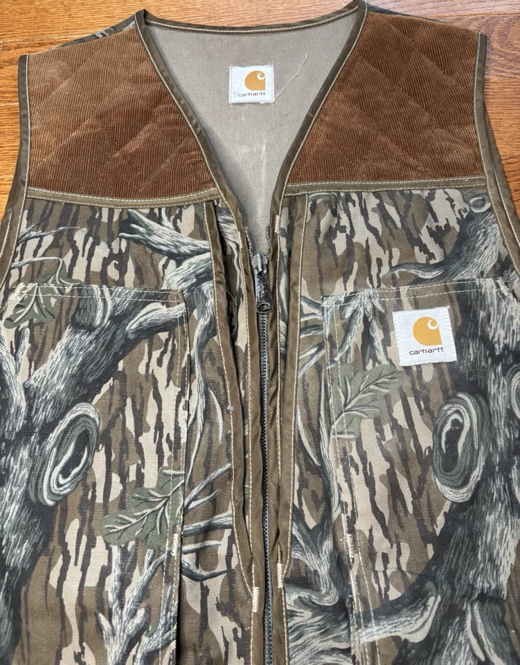 Vintage 1980s Carhartt Mossy Oak Camo Hunting Vest MADE IN USA Canvas Vest L/XL - Image 3 of 4