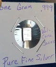 One Gram .999 Silver Bar  Valcambi Suisse