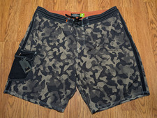 Quiksilver Waterman Collection Camouflage Shorts 38 Drawstring Front, Pocket