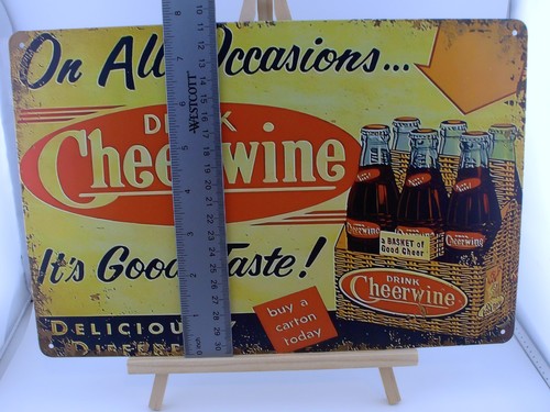 Cheerwine Soda Metal Sign 12 x8 Retro Drink Advertisement Decor - Picture 7 of 7