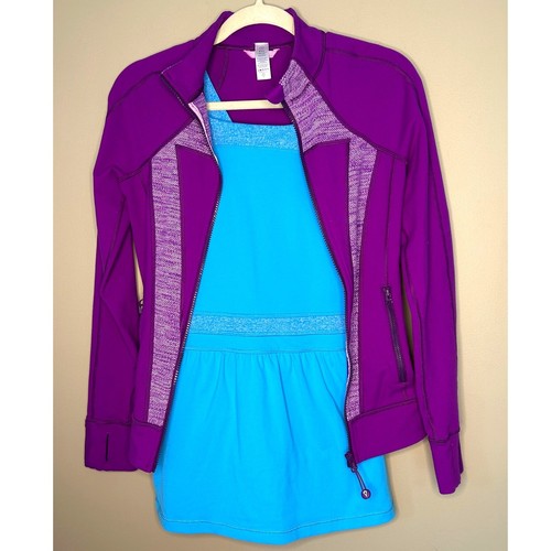 Ivivva Lululemon Girls Lot Tennis Dress Zip Up Jacket Purple BlueSize 12/14